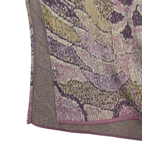 Peruvian Connection Dress Women Sz M Maxi Knit Purple Green Side Slit PimaCotton - Picture 7 of 12